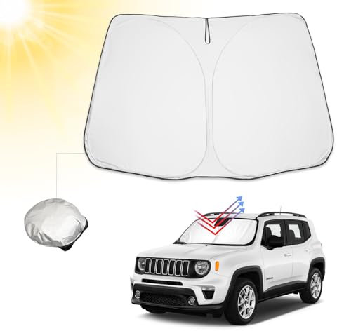 BIBIBO Jeep Renegade BU Auto Sonnenschutz mit UV Schutz Kompatibel mit Jeep Renegade BU 2015-2024, Auto Sonnenschirm für Frontscheibe, Hitzeschutz Auto gegen UV-Strahlen, Faltbar Windschutzscheibe