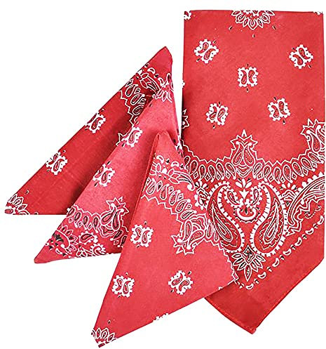 The Dreidel Company Klassische Bandana Taschentücher, Southwestern Cowboy Design Mode, Unisex Print Head Wrap, 48,3 cm, Bandana Rot, 24-Pack