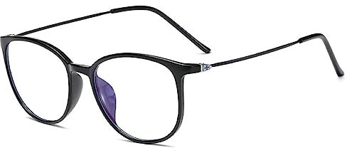 ZUVGEES Mode Runden TR90 Blaulichtfilter Lesebrille für Herren und Damen mit Federscharnier Lightweight Anti-blaue Computerbrille(Schwarz,250)