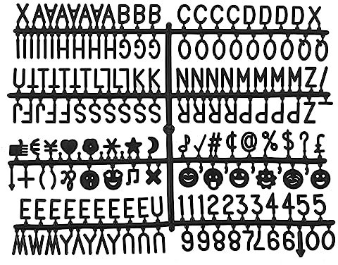 QUARKZMAN Fieltro Letras Tablero Letras Números Símbolos 3/4 Pulgada Negro Alfabeto Mensaje Tablero Cambiable para Café, Boda, Cumpleaños