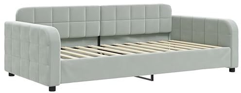 vidaXL Tagesbett, Gästebett 2-in-1, Sofabett Schlafsofa für Schlafzimmer Wohnzimmer, Bettsofa Sofa, Modernes Design, Hellgrau 100x200cm Samt