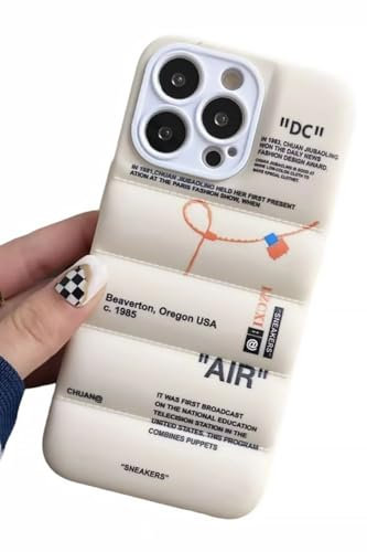 IAIYOXI Puffer Case with Sports Shoes Brand Design for iPhone 15,Sneakers Ins White or Black Label Soft Cover-Black Puffy Cover for iPhone Model 15 14 13 12 11 Pro Max Plus X XS XR 7 8 (White)