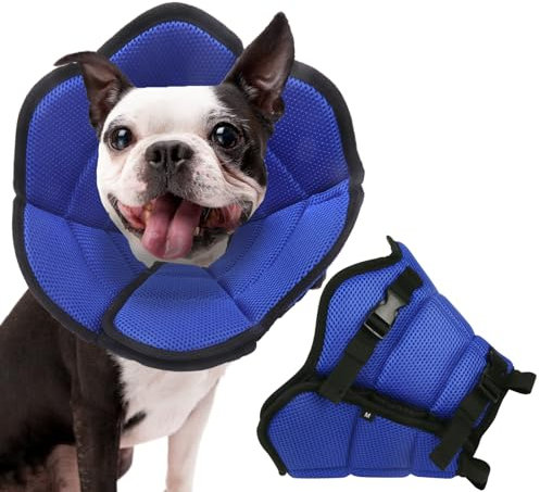LiebeDD Halskrause für Hund Katze Weich Hundekragen Leckschutz Haustiere Schutzhalsband Trichter Hund Nach Op Kragen für Hunde Katzen Dog Collar Comfy Cone, Blau, M