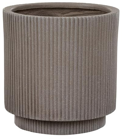 Beliani Pot de Fleurs pour Extérieur 30 x 30 x 30 cm en Fibre d'argile Taupe Daria