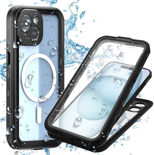 MP+ for iPhone 15 Waterproof Case,IP68 Waterproof Snowproof Dustproof Dustproof Military Bumper Case for iPhone 15 6.1 Full Body Heavy Duty Rugged Protective Black