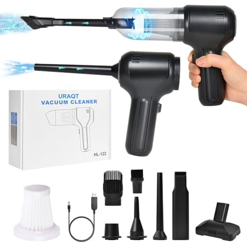 URAQT 3 in 1 Aspirabriciole Senza Fili, 15kPA Mini Aspirapolvere Portatile, 150000rpm Aspirabriciole Potente, Carica Rapida USB, per Auto, Casa, Ufficio, Moquette, Peli degli animali domestici