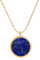 Gempires Lapis Lazuli Coin Pendant Necklace for Women, 16mm Disc Pendant, Round Necklace, 18 inch 14k Gold Plated Diamond Ball Chain, Gift for Her