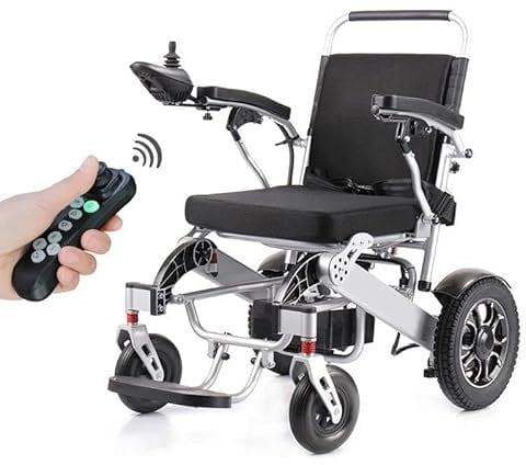 Foldable Electric Wheelchair Automatic Folding Power Chair Mobility Chair 26 ah Battery 6 KMPH 250W Motor Aluminium Frame Silver