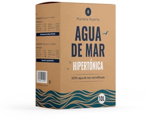 PLANETA HUERTO | Agua de Mar 10 L Microfiltrada 100% Pura Procedente del Mar Mediterráneo - Agua de Mar para Beber Hipertónica - Agua de Mar Nutrientes esenciales intactos