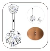 Diamday Piercing Nombril Acier Chirurgical Piercing Nombril Barres 14G | Percing Nombril Acier Inoxydable, Hypoallergénique Piercing Nombril Anneau pour Femme, Zircon Piercings Bijoux pour Ventre