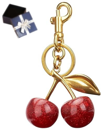 LeKuni Cerise Porte En Clef Cadeau Maitresse D'école Fin D'année, Élégant Cerise Sacs Charme, Christmas Merci Cadeau Atsem Femme Maitre Nounou Maitresse Noel Pâques Anniversaire
