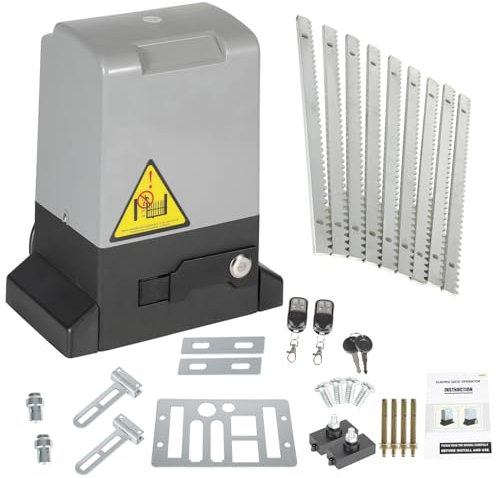 Vigevee Schiebetorantrieb 750W, automatischer Schiebetorantrieb mit 2 Fernbedienungen, max. Belastung 1600 kg, max. Entfernung 12 m, Garagentoröffner, Motor mit reinem Kupferkern.