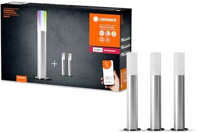 Ledvance Smarte LED-Gartenleuchte Erweiterung-Set mit 5 Poles, dimmbare Lichterkette mit kabelloser Steuerung, Zigbee-Technologie, RGB-Farbsteuerung, Farbtemperatur 2000-6500 K, 3 W für 420 lm