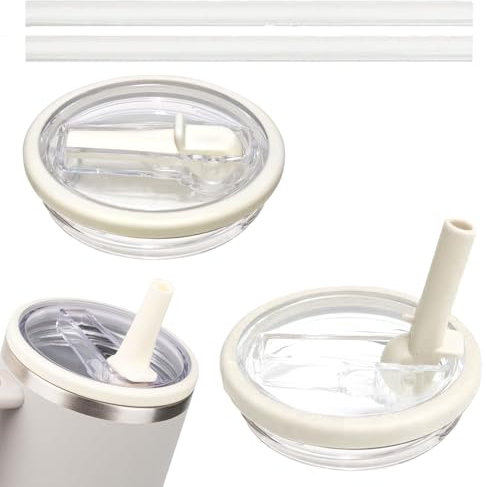 Coperchio di ricambio per bicchiere Stanley Quencher Tumbler, 1,18 l, 2 coperchi a prova di fuoriuscite e resistenti alle perdite, compatibili con accessori Stanley Cup (crema)