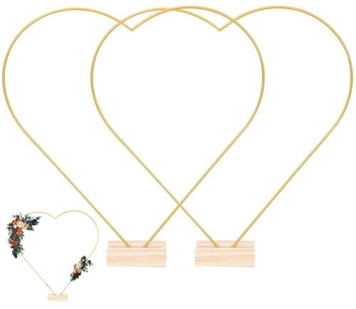 Vobumix 2pcs Heart Shaped Flower Stand Wire Wreath Frame Plant Display Stand Wedding Party Accessory for Party Table Centerpieces