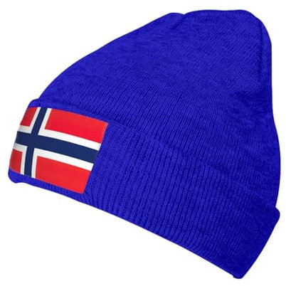 Strickmützen mit norwegischer Flagge, Unisex, Beanie, Vintage-Mütze, Herren, Damen, Mütze, Zubehör, Beanies für Erwachsene, Blau, EinheitsgröÃŸe