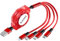 MJXIANG Cable de Carga Múltiple 4 en 1, [3A 1M] Cable de Carga USB Retráctil con 2*Tipo C/iP/Micro USB Conectores, para iPhone, iPad, Samsung Galaxy S24, LG, Sony, Honor View, Xiaomi, Moto, Oneplus