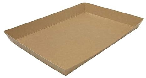Monouso | 50 Bandejas de Cartón, 39x24x3,4cm, Color Kraft, Bandejas de Papel, Reciclable, Apto para Congelador, Take Away, Pastelería, Catering