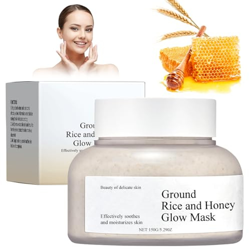 Reismaske, 150g Skincare Gesichtsmaske Whitening Maske für Frauen, Reis Glow Mask, Gesichtsmaske Feuchtigkeit Nährende Maske Beauty, Rice Mask für Alle Hauttypen Geschenke für Frauen