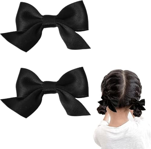 2 fermagli per capelli con fiocco nero, fermaglio per capelli, da ragazza, antiscivolo, a coccodrillo