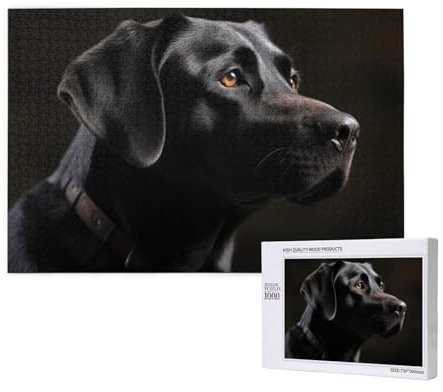 Black Labrador Jigsaw Puzzle 1000 Pieces for Adults Personalized Wooden Puzzle Gifts Modern Home Decor Wall Art for Family Wedding Friend