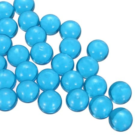 sourcing map Glass Beads,1set Round Glass Gemstone Water Blue 0.60lbs (0.63) Glass Marbles Pebbles for Vase Fillers Aquarium Decor DIY Craft