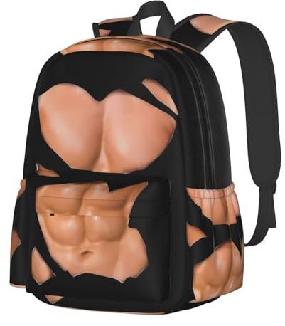 Tagesrucksack Brust Sixpack Bauchmuskeln Bodybuilder Laptop Rucksack Freizeit Schulrucksack Praktischer Schultasche, Für Wandern, Reisen, Business