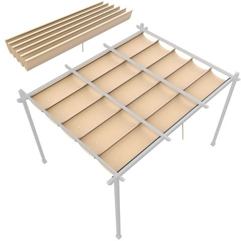 Ersatzdach für 3 x 3 m Pergola, Gartenpavillon Ersatzbezug Einziehbar mit Regenabflusslöchern, Wasserdicht, UV Schutz, Schattenabdeckung für Garten, Terrasse(Khaki,3x3M/10x10ft)