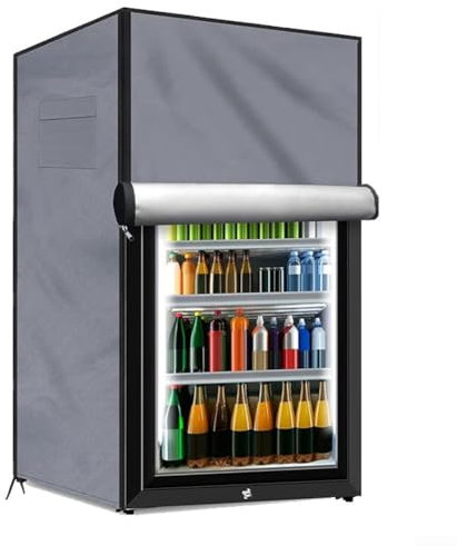 DAZZLEEX Copertura per frigorifero da esterno, tessuto Oxford 210D per la maggior parte dei congelatori e frigoriferi per bevande 3.0 con grande sfiato a rete nella parte inferiore, cinghie regolabili