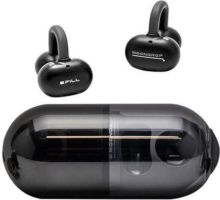 Moondrop Pill Open Ear Kopfhörer Bluetooth 6.0 OWS Hängende Ohrhörer IPX4 Open Ear Clip Wireless Earbuds Eingebaute AI ENC MD-0WS-003 (Schwarz)