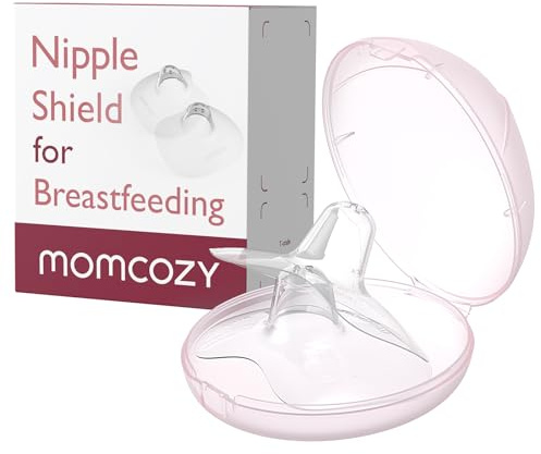 Momcozy Contact Nipple Shields, 100% Food-Grade Silicone for Breastfeeding Difficulties, Ultra-Thin & Super-Soft, Made Without BPA/BPS, Include Carry Case (Medium, 20mm)
