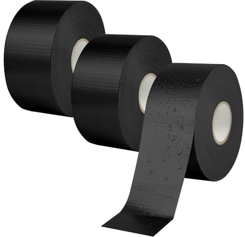 AOOWU 3 Rolle Panzertape, 48mm x 50m Panzerband Wasserdichtes Reparaturband - äußerst anpassbar, handreißbar -starkes Gaffa-Klebeband zum Innen & Außen Reparieren Befestigen Bündeln (Schwarz)