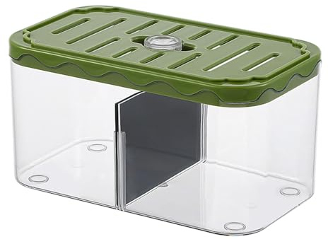 predolo Aquarium Zuchtbox Brutkasten Aufzuchtbehälter Mini Aquarium Becken Isolationsbox aus Transparentem PET mit Herausnehmbarer Trennwand für Babyfische, Grün
