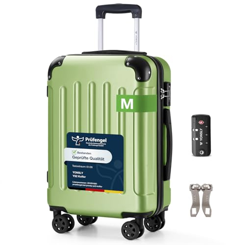 YONSLY Suitcase, TSA-Schloss YKK-Reißverschluss Reisekoffer, Hartschalenkoffer, Gepäck Trolley, Kabinenkoffer, 4 Rollen Rollkoffer Handgepäck (Früchte Grün, M)