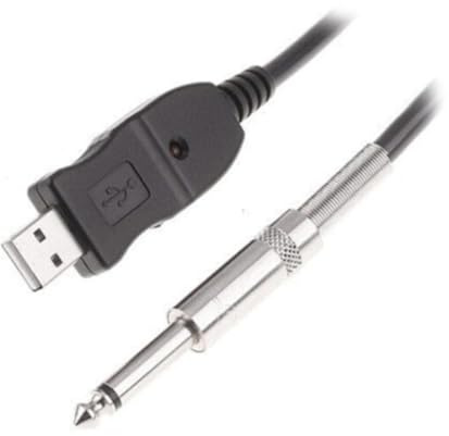 LRXIYODE Cable de Guitarra USB con Conector Jack 6.5 Mm, Luz Indicadora Roja y Señal de Audio Mejorada para Grabación y Conexión en PC