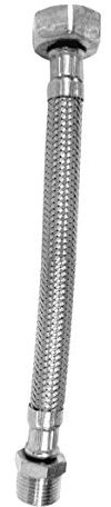 S&M 385018 – Latiguillo acero inoxidable 50 cms de longitud con conexiones macho 3/8” – hembra 3/8” | Ideal para cisternas de inodoros | Color gris, flexible, soporta 10 bares de presión y 70 °C
