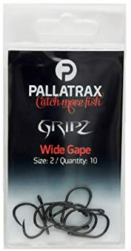 Pallatrax Gripz Wide Gape Hooks - Award Winning Carp Fishing Hooks (Size 2 - Wide Gape)