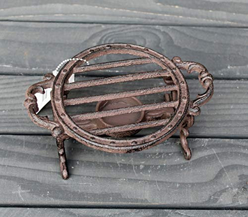 Unbekannt Rechaud Stövchen rund, Gusseisen massiv, antikbraun, ca. 12,5 cm Durchmesser, ca. 7 cm Höhe