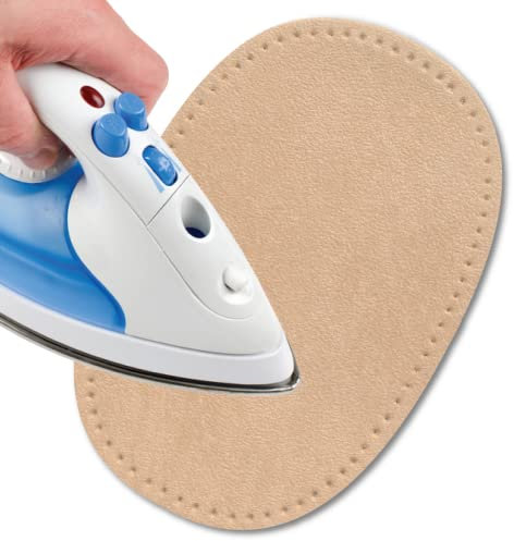 USIT, 2 Piezas Parches de Ante Termoadhesivos, 16x11 cm, Ideal para Reparar Pantalones, Chaquetas y Camisas, Tintes Inalterables, Beige Claro