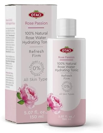 OTACI Eau de Rose de Damas 100% Pure & Naturelle, Tonique Hydratant le visage, Nettoyage du visage, Soin du visage, Apaise et Affine les Pores, Contour des Yeux, Vegan, Cadeau pour Femme