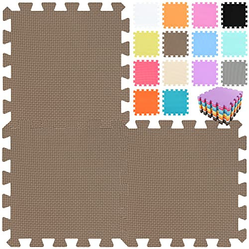 qqpp EVA Puzzle Tapis Mousse Bebe - Idéal pour Les Tapis De Jeux Enfant,18 Dalles(30 * 30 * 1cm), Brown. QQC-Fb18N