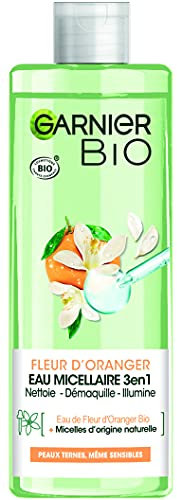 Garnier Bio - Eau Micellaire Illuminatrice - Fleur D'oranger Bio - Peaux Ternes et Sensibles - 400 mL