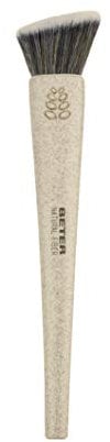 Beter - Pennello da fondotinta Kabuki, piatto, in pelo sintetico, cruelty free, Natural Fiber, manico in fibra naturale di grano, ideale per il vostro astuccio di pennelli da trucco