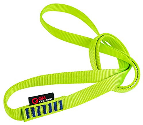 GM CLIMBING 16mm Nylon Sling Runner 22kN / 4950lb CE UIAA Certified Climbing Rescue Hanging Rigging Anchor Systems Outdoor Multiple Purposes, Single Unit, Green, (120cm / 48inch)