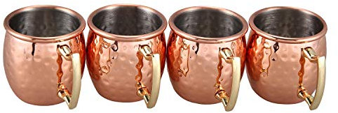 Jaimenalin 2-Unzen Edelstahl Moskau Mule Becher Espresso Tassen Kupfer Vergoldet Becher Schuss Tassen 4Er-Set