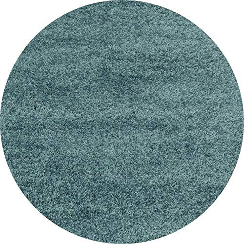 Ayyildiz Runde Hochflor Teppich - Flauschiger Langflor Shaggy Teppich, Runder Wohnzimmerteppich, Pflegeleicht, Größe:Ø 200 cm Rund, Farbe:Türkis