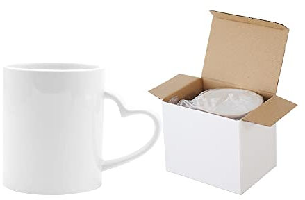 Sublimation Boîte de 36 tasses avec poignée en forme de cœur pour impression thermopresse