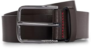 HUGO Mens Gerik Sz35 Logo-buckle belt in grained leather