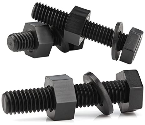 BOUACOUA Plastica Viti Bulloni e Dadi Set con Bulloni Esagonali Dadi Esagonali Rondelle Piatte Assortimento Kit in Nylon Nero M6x30mm (20 Pezzi)
