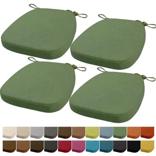 Orumrud 40x38x33CM(3CM Dicke) Stuhlkissen, Gartenstuhl Sitzkissen, Esszimmerstuhl Sitzkissen, waschbar, mit Reißverschluss, Riemen, rutschfestes Sitzkissen für Gartenstuhl (Achatgrün 4 Stück)